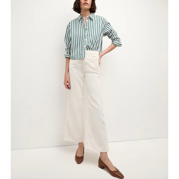 $278 Veronica Beard High Rise Taylor Corduroy Cropped Wide-Leg Cream Pant Sz 26 - Picture 1 of 12